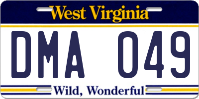WV license plate DMA049