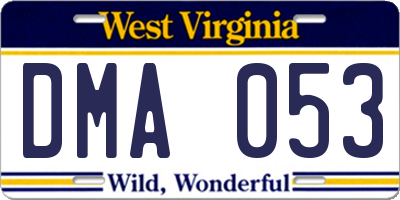 WV license plate DMA053
