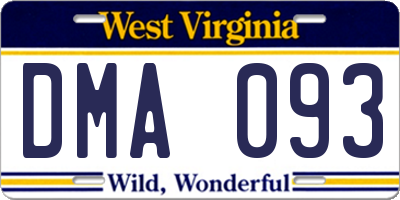 WV license plate DMA093