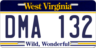 WV license plate DMA132