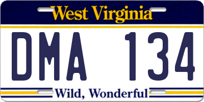 WV license plate DMA134