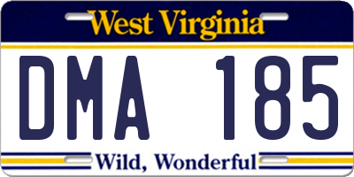 WV license plate DMA185