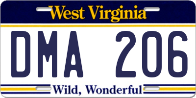 WV license plate DMA206