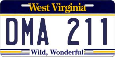 WV license plate DMA211