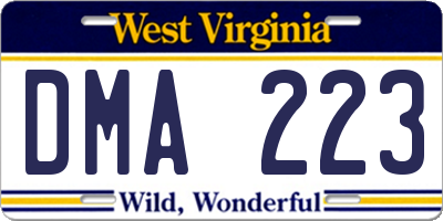 WV license plate DMA223