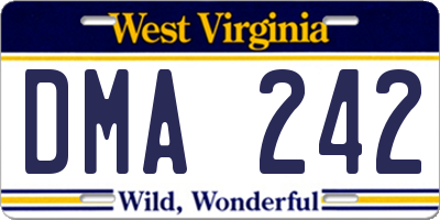 WV license plate DMA242