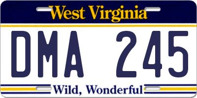 WV license plate DMA245