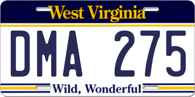 WV license plate DMA275