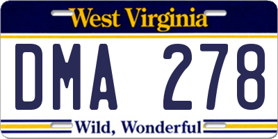 WV license plate DMA278
