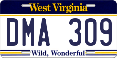 WV license plate DMA309