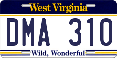 WV license plate DMA310