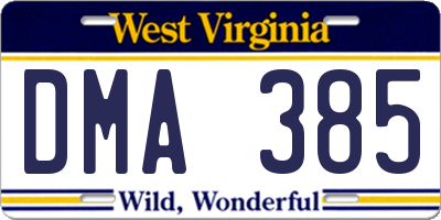 WV license plate DMA385