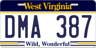 WV license plate DMA387
