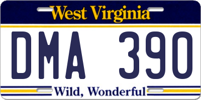WV license plate DMA390