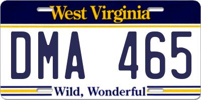 WV license plate DMA465