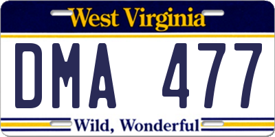 WV license plate DMA477