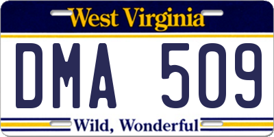 WV license plate DMA509