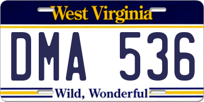 WV license plate DMA536