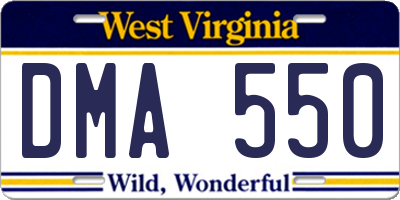WV license plate DMA550