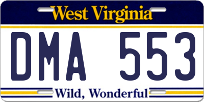 WV license plate DMA553