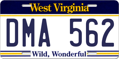 WV license plate DMA562