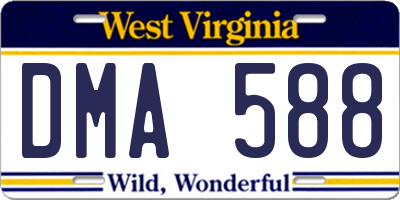 WV license plate DMA588