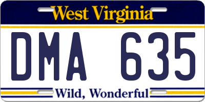 WV license plate DMA635