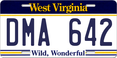 WV license plate DMA642