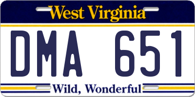 WV license plate DMA651