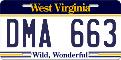 WV license plate DMA663