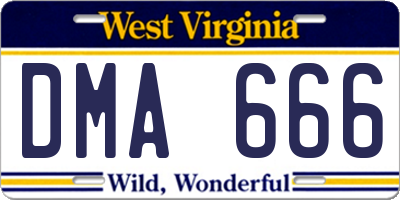 WV license plate DMA666