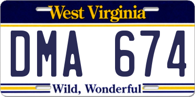 WV license plate DMA674
