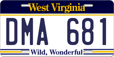 WV license plate DMA681