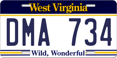WV license plate DMA734