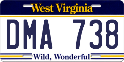 WV license plate DMA738