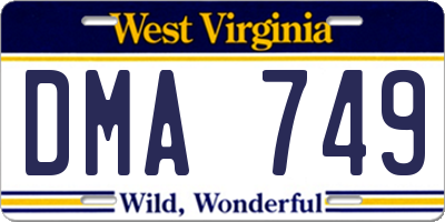 WV license plate DMA749