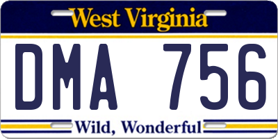 WV license plate DMA756