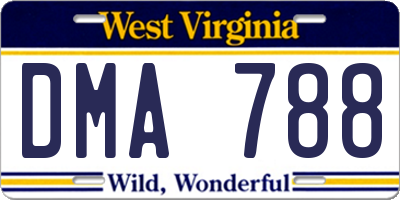 WV license plate DMA788