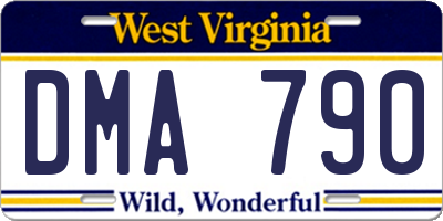 WV license plate DMA790
