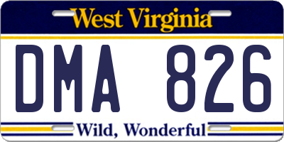 WV license plate DMA826