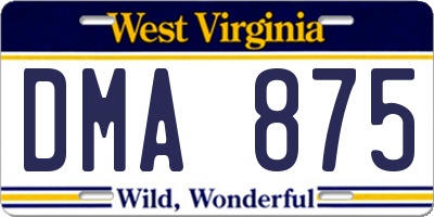 WV license plate DMA875