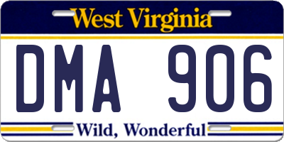 WV license plate DMA906