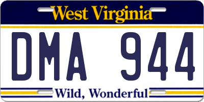 WV license plate DMA944