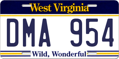 WV license plate DMA954