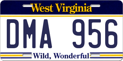 WV license plate DMA956