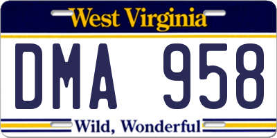 WV license plate DMA958