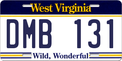 WV license plate DMB131