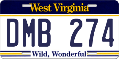 WV license plate DMB274