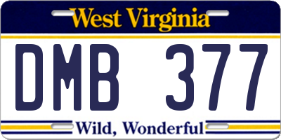 WV license plate DMB377