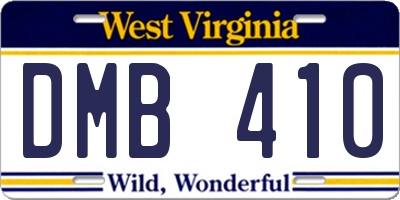 WV license plate DMB410